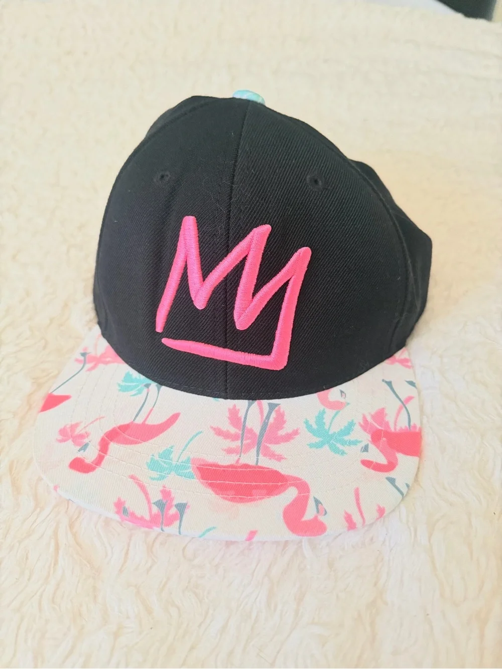 5 for $25! Mammoth Mountain Black Snapback Pink Crown Logo and Flamingo Brim